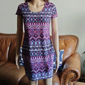 HOT KISS Multicolor Bodycon Stretch Mini Dress Size L